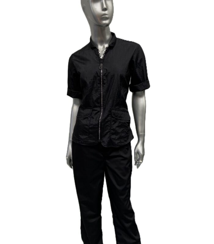 Rhinestone Zip Contrast Jacket