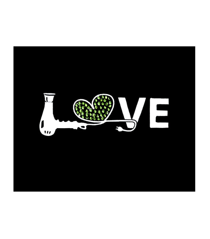 Blowdryer Love with Rhinestones Motif